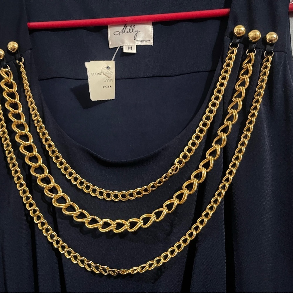 Milly Black and Gold Embellished Cocktail Gown - Picture 3 of 8
